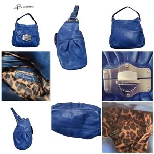 B. MAKOWSKY BLUE LEATHER HOBO BAG
